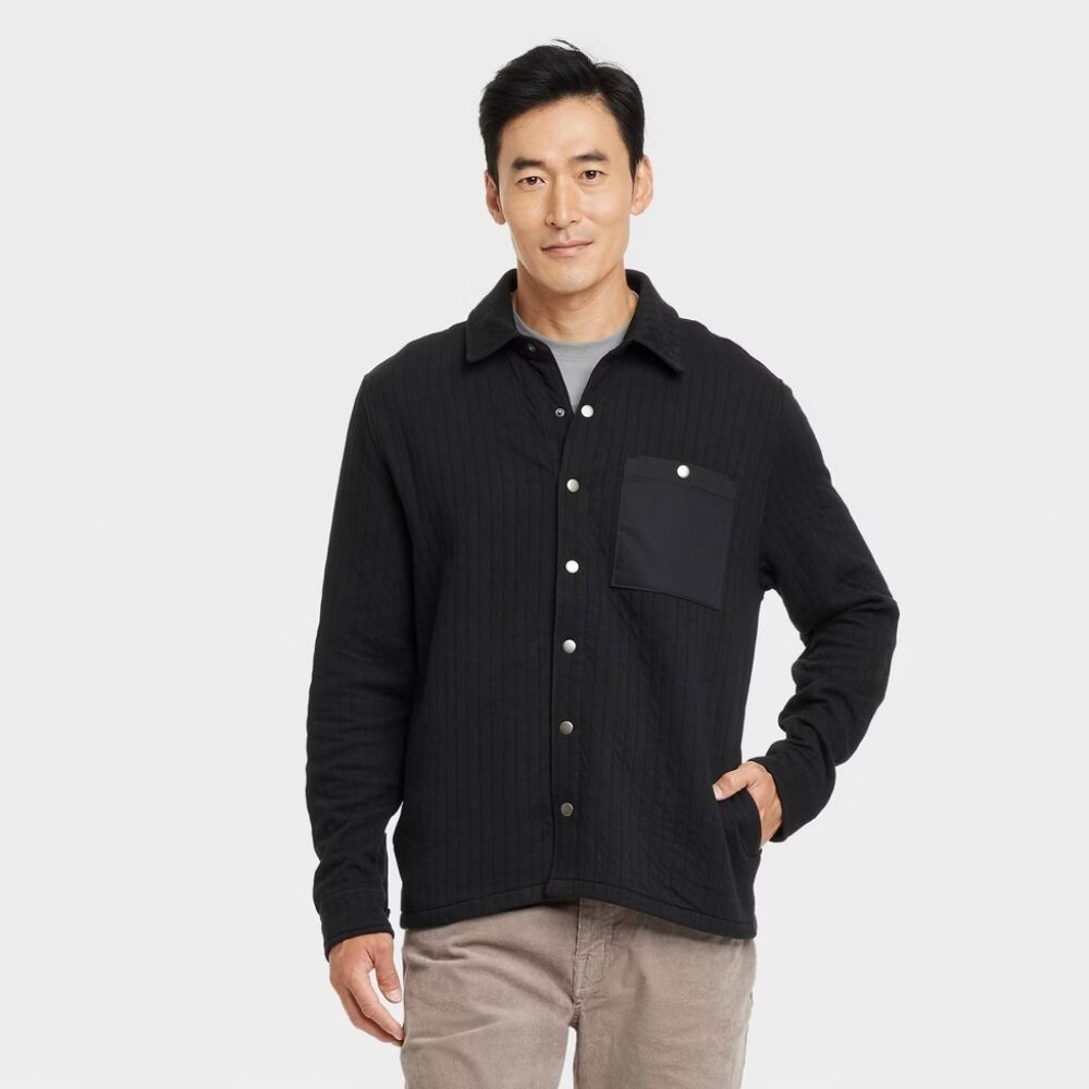 NEW Goodfellow & Co™ Men's Quilted Knit Shirt Jacket Black  XL